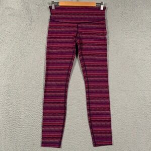 Lululemon Wunder Under Leggings Womens 6 Purple Striped High Rise Luon Yoga Pant